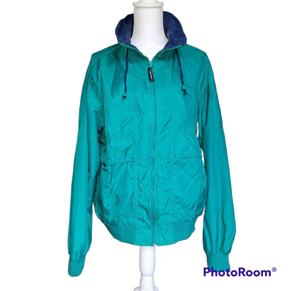 Vintage Yukon Trail Windbreaker Jacket Teal Navy Blue Retro Gorpcore